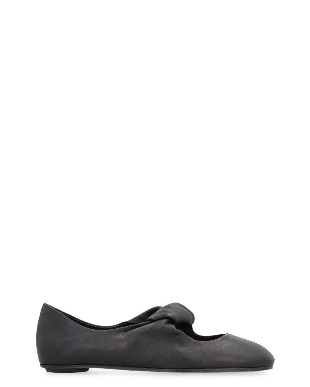 McQueen Black Leather Ballet Flats