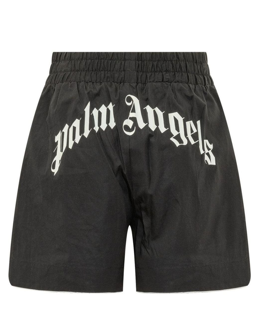 Palm Angels Black Logo Regular Mini Shorts