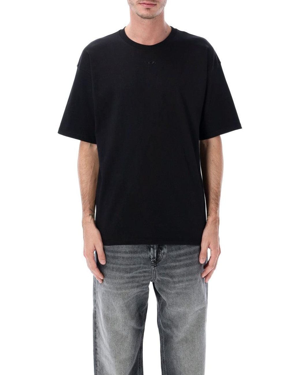 DIESEL Black T-Lucien-Ihbi Cotton T-Shirt for men