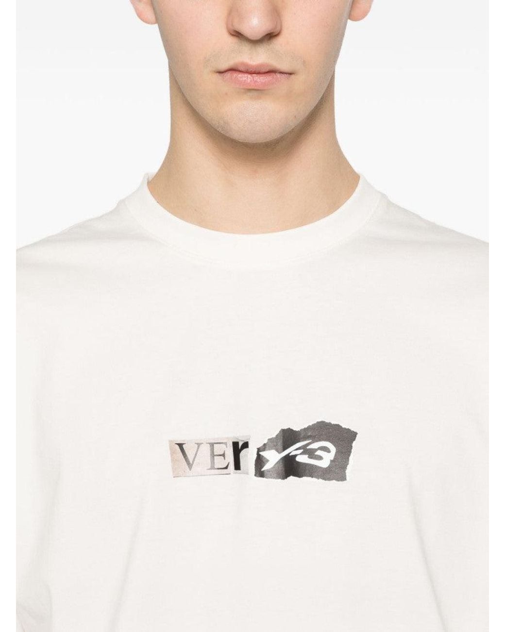 Y-3 White Crewneck Logo T-Shirt for men