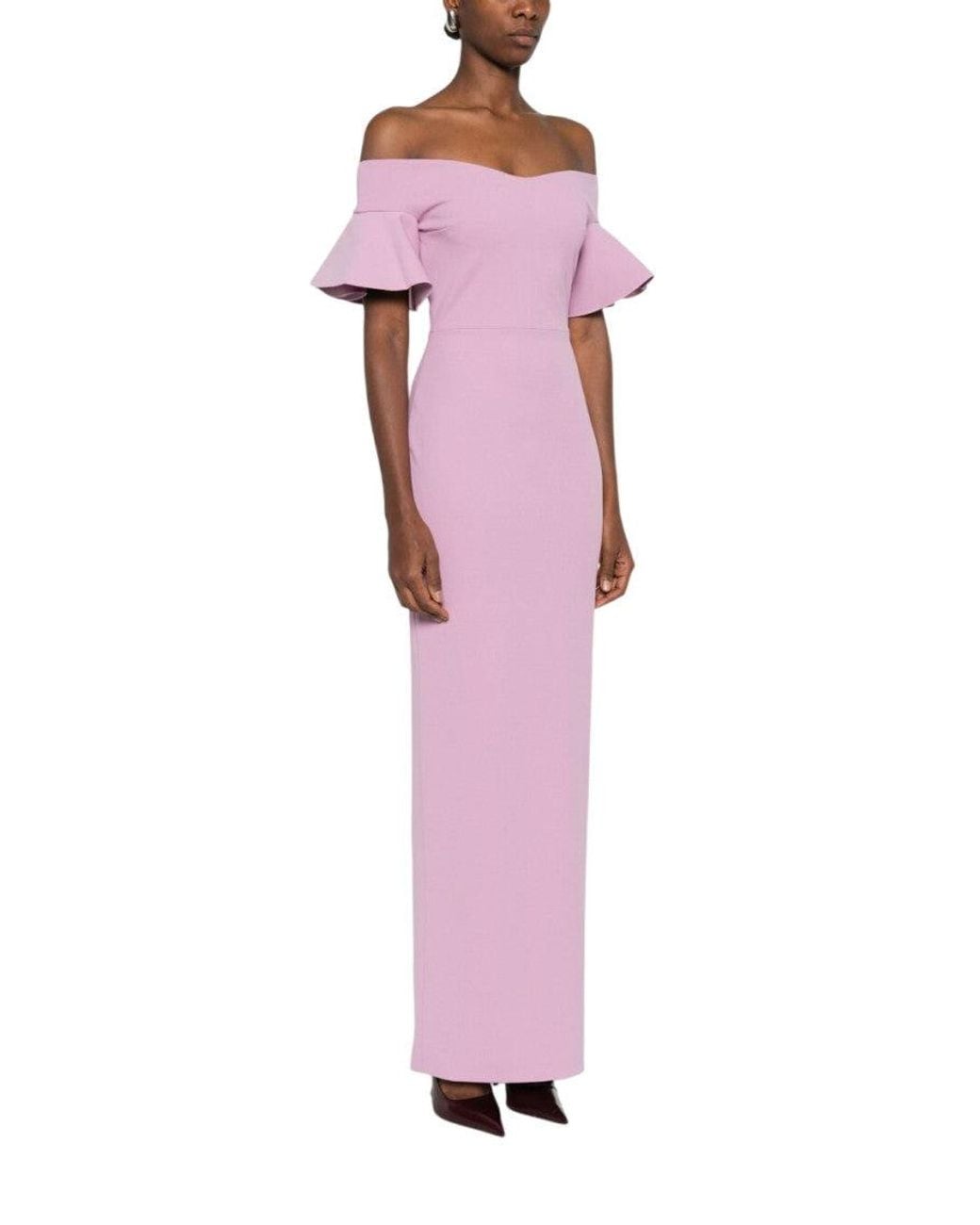 Solace London Pink Off-Shoulder Maxi Dress