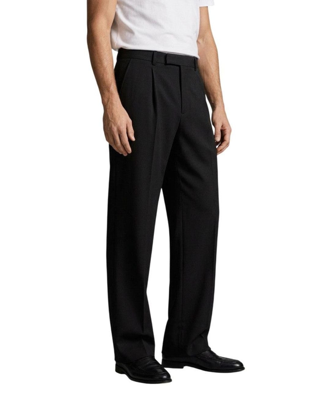 Saint Laurent Black Straight Solid Trousers for men
