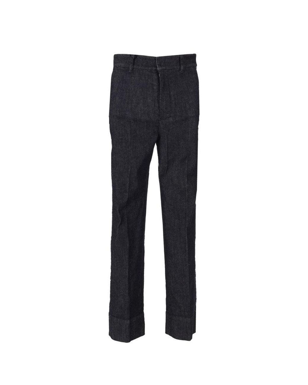 Max Mara Blue Dark Slim Flat Front Pants