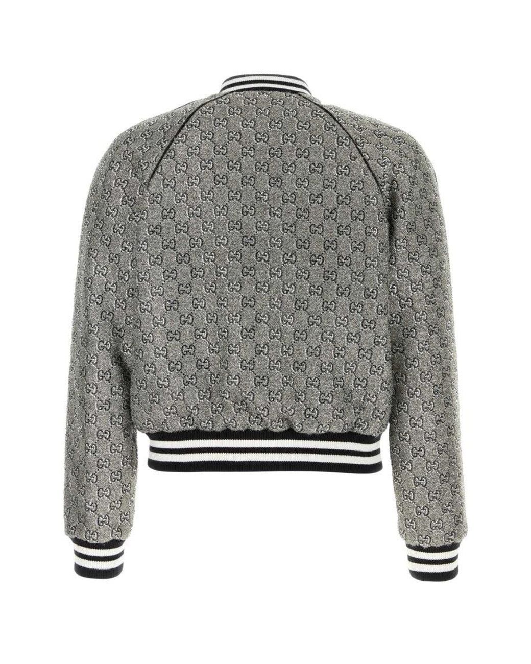 Gucci Gray Embellished Bomber Jacket for men