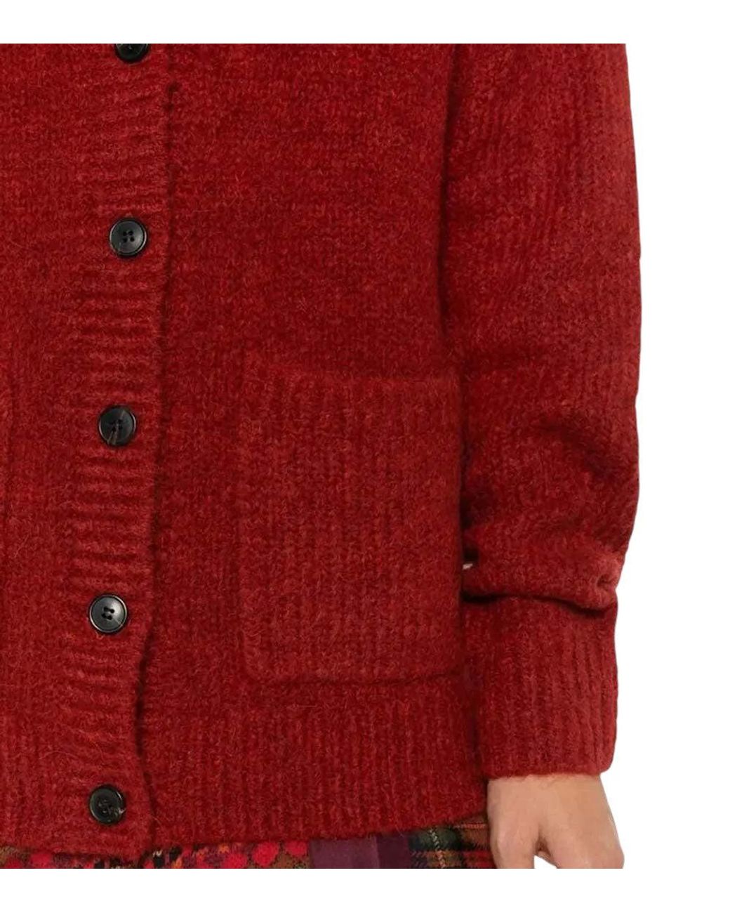 Dries Van Noten Red V Neck Cardigan