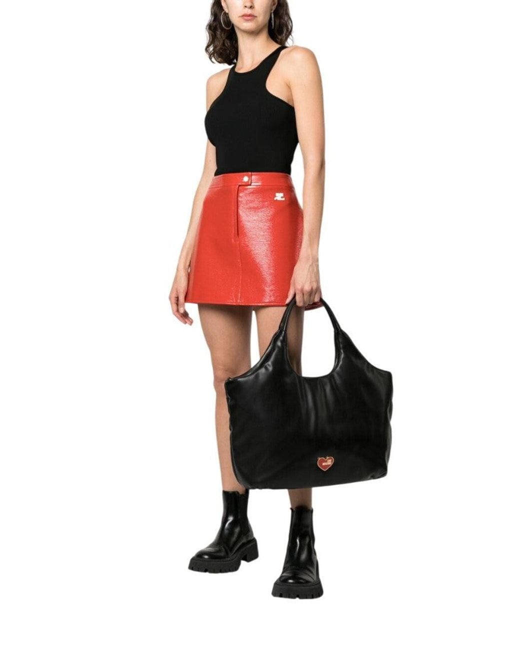 Love Moschino Black Heart Logo Top Zip Large Tote