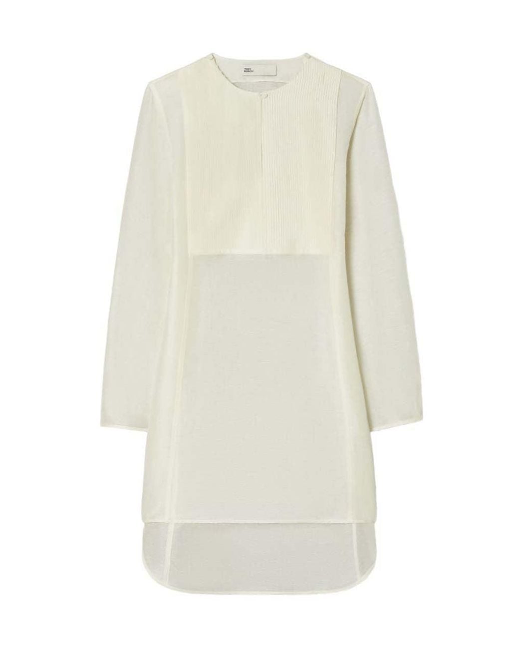 Tory Burch White Off Round Neck Mini Dress