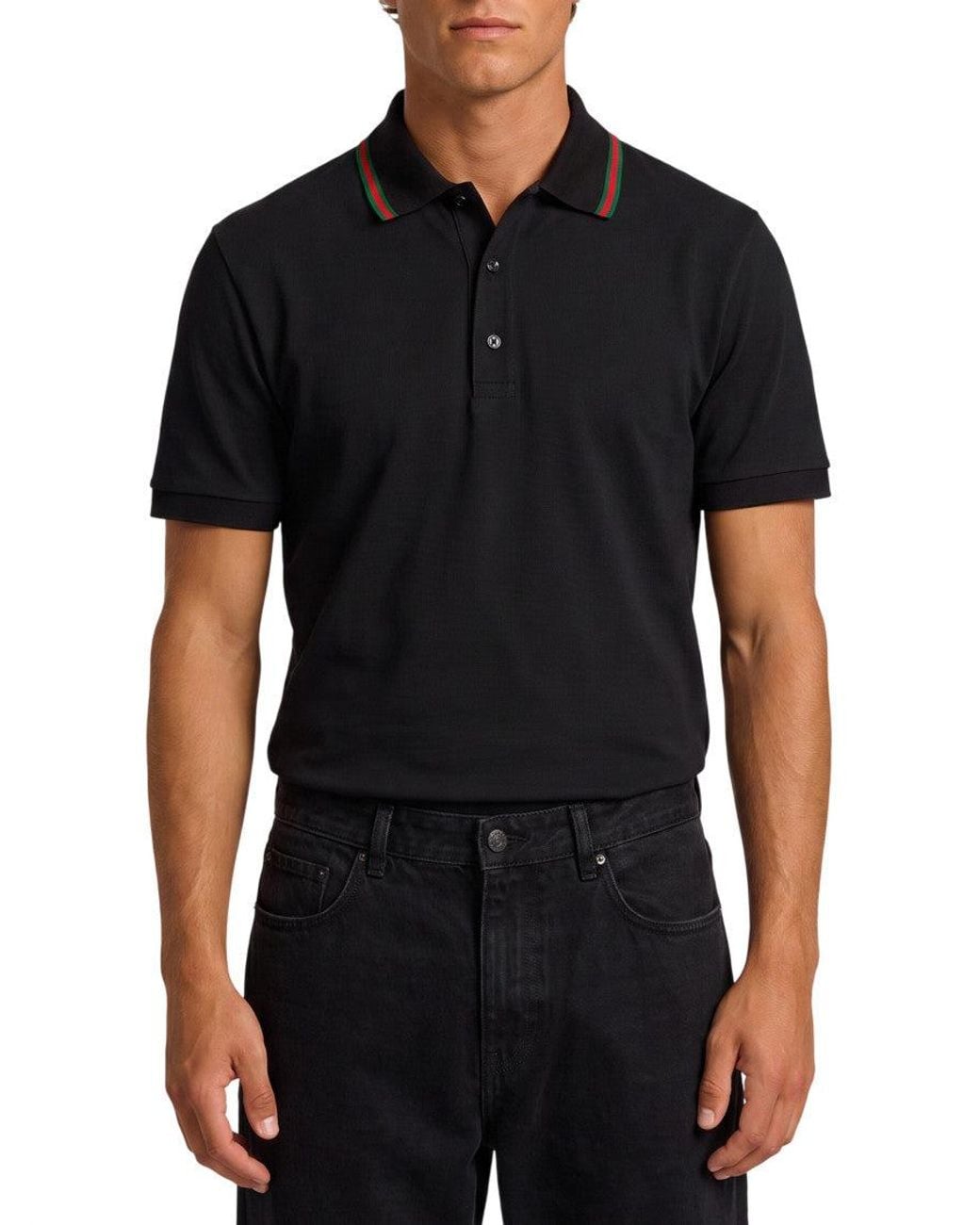 Gucci Black Shirt Collar Polo for men