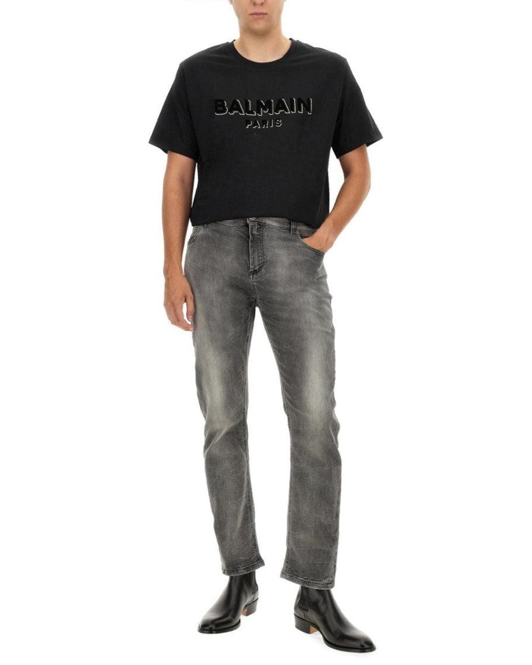 Balmain Gray Mid Rise Jeans for men