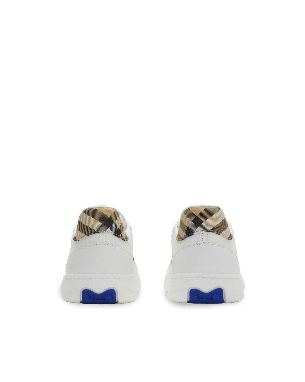 Burberry White Apos;S Terrace Mix Leather And Check Low-Top Sneakers for men