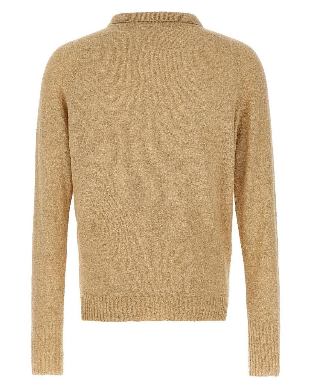 Ma'ry'ya Natural Bouclé Cotton Polo Shirt for men