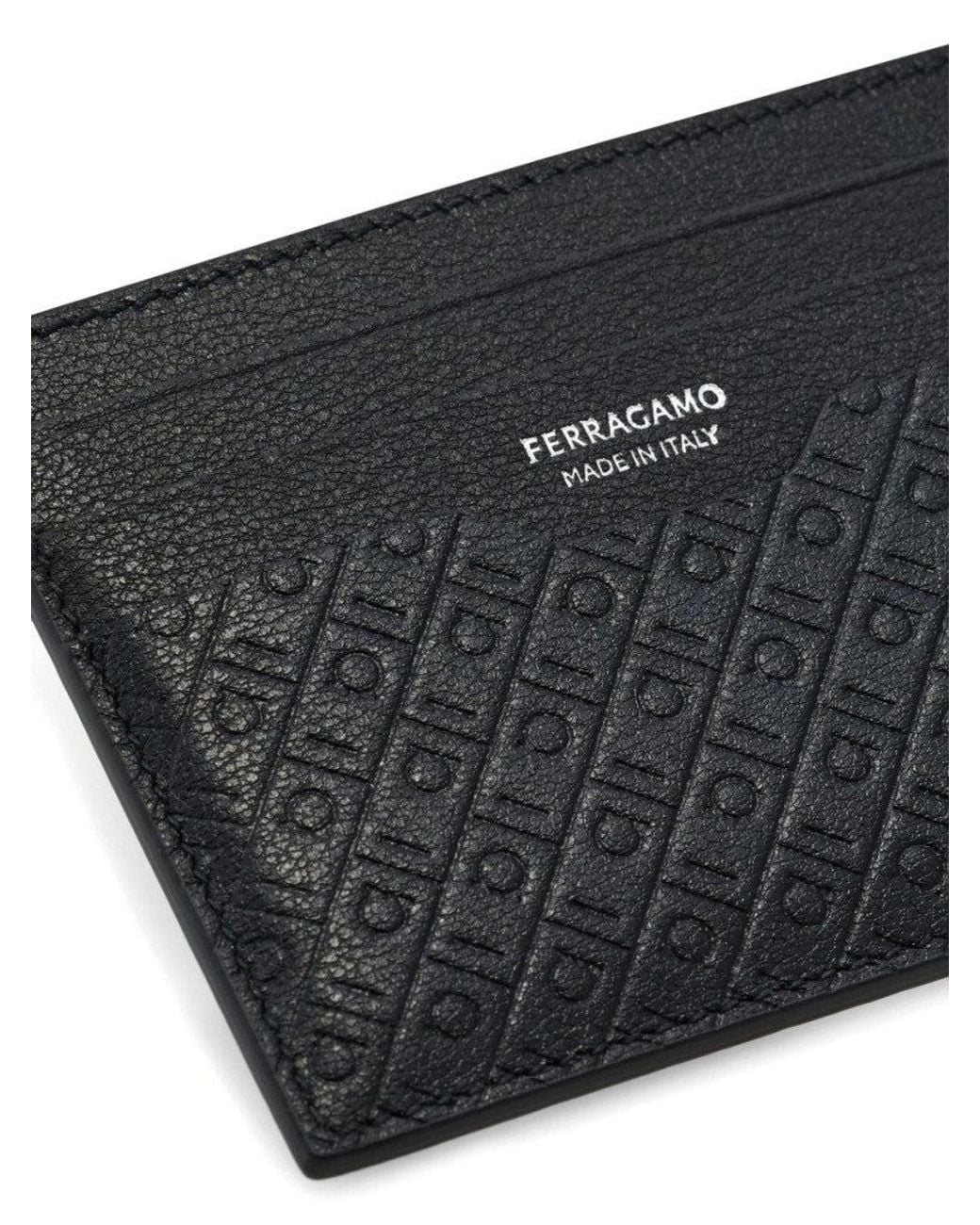 Ferragamo Black Logo Textured Wallet for men