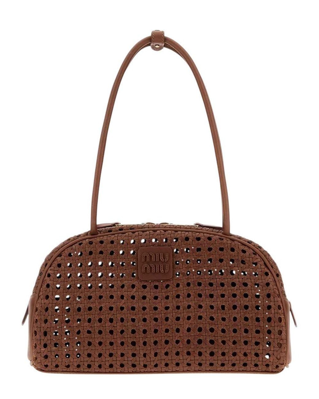Miu Miu Brown Perforated Medium Shoulder Bag