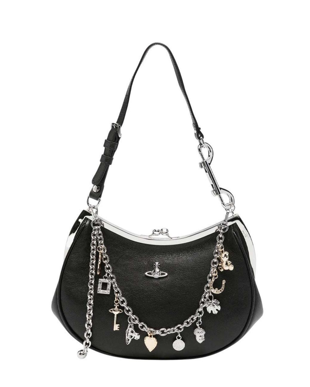 Vivienne Westwood Black Charm Frame Small Shoulder Bag