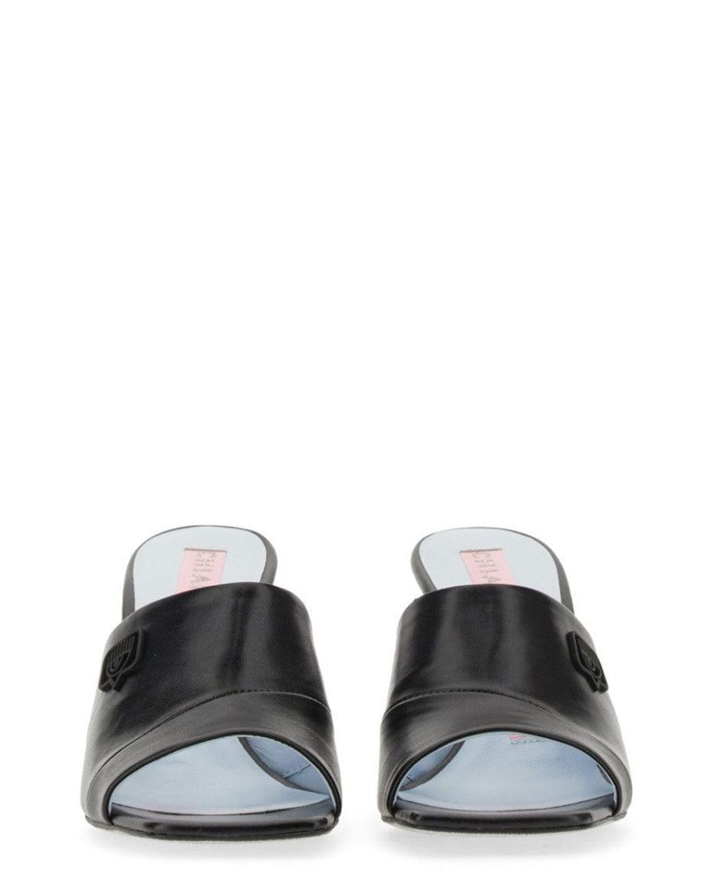 Chiara Ferragni Black Logo Heels