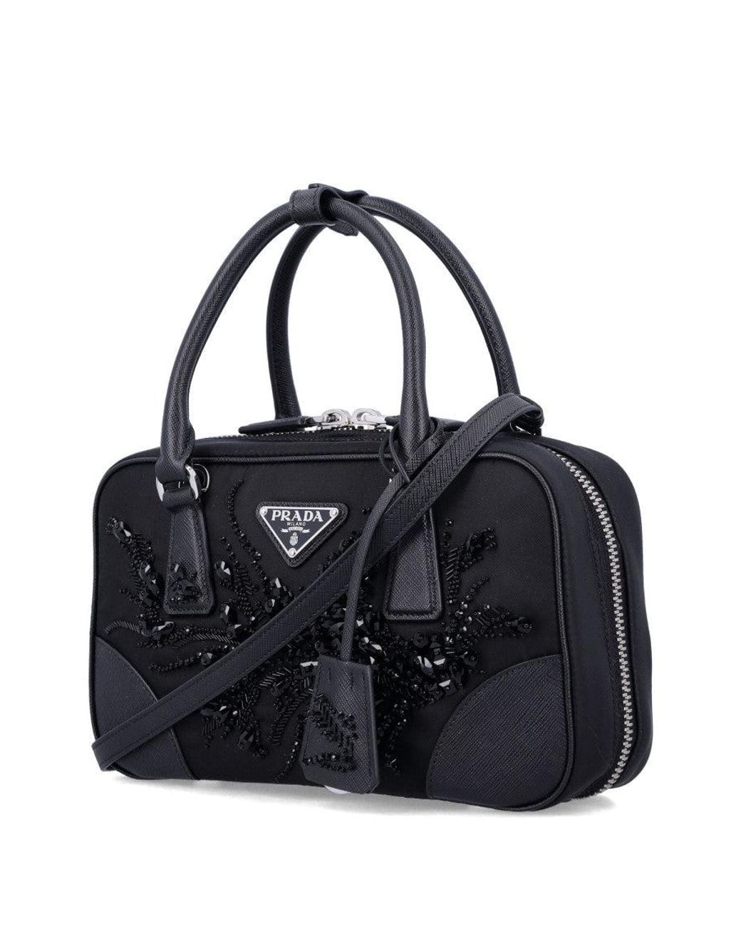 Prada Black Embroidered Detailing Mini Bag