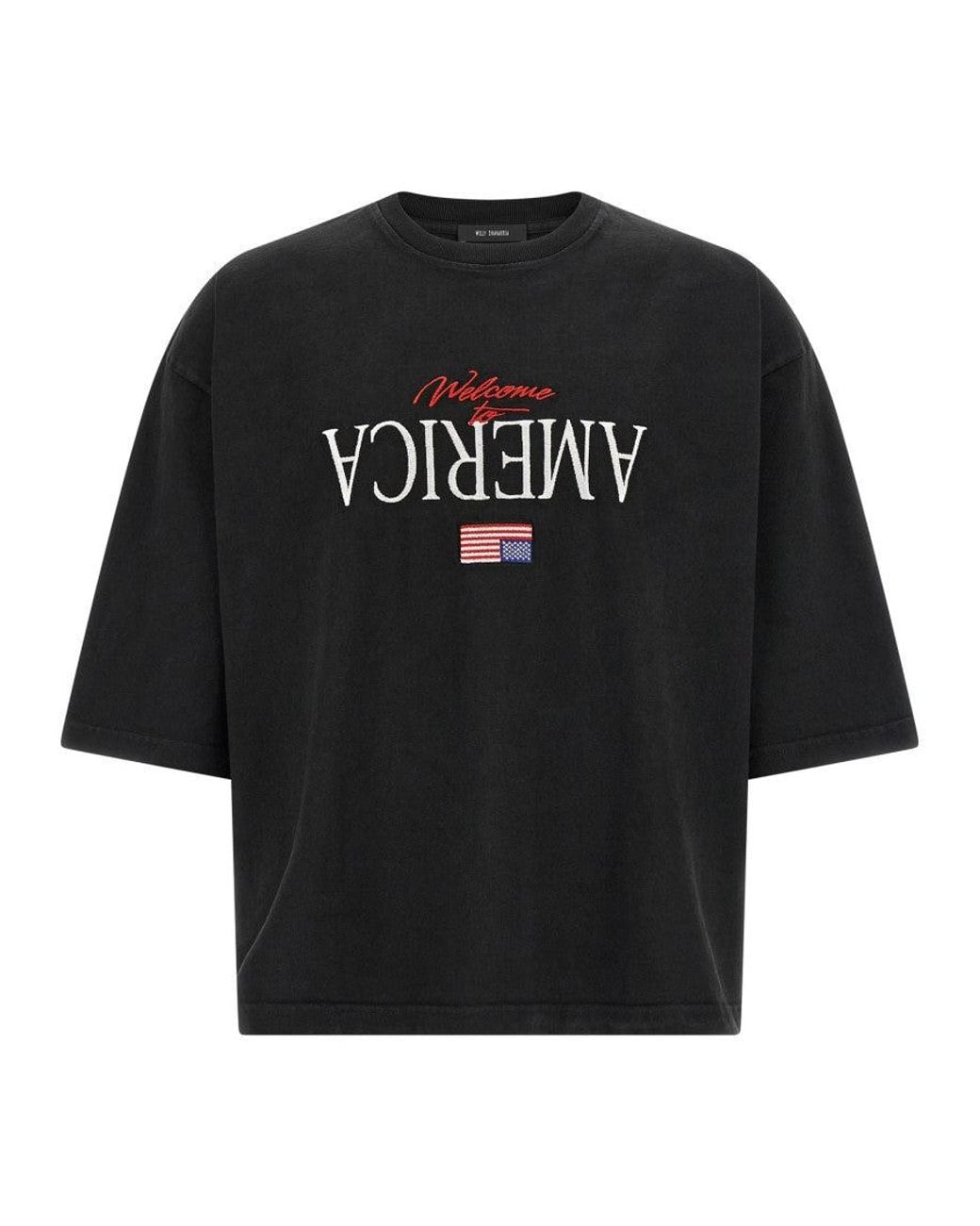 Willy Chavarria Black 'Welcome To America' T-Shirt for men