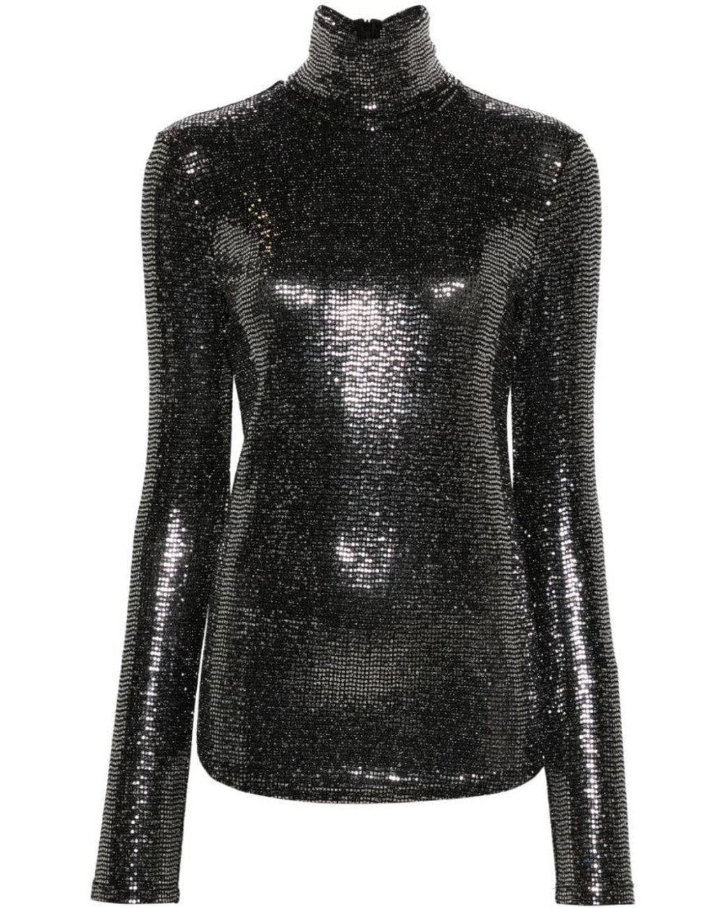 Isabel Marant Black Joyela Shiny High-Neck Top