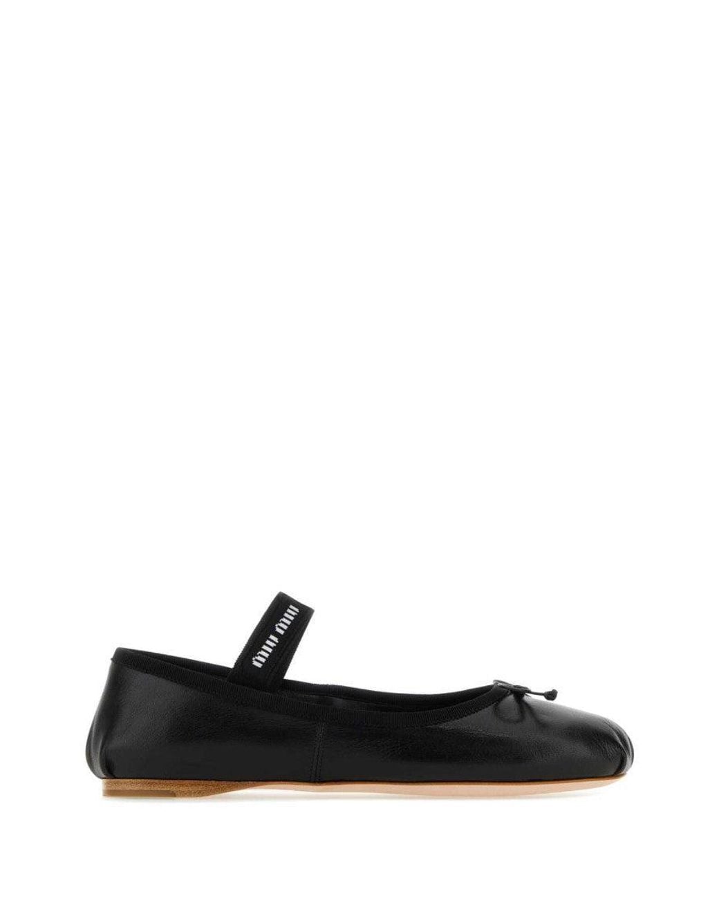 Miu Miu Black Leather Ballet Flats