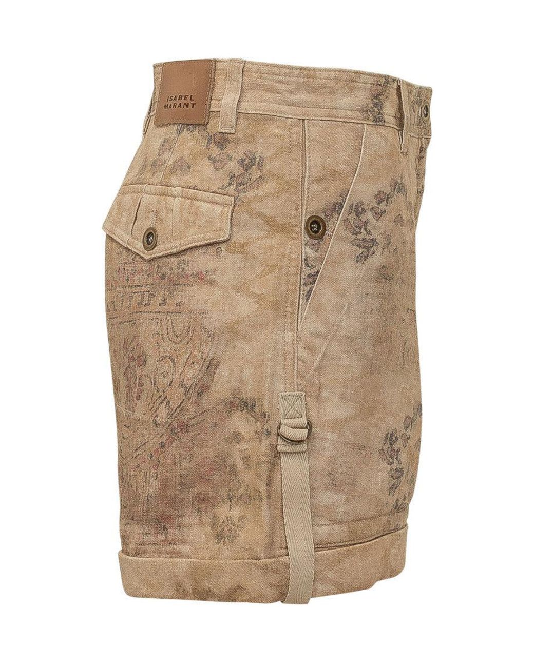 Isabel Marant Natural Mini Shorts With Pocket And Cuff