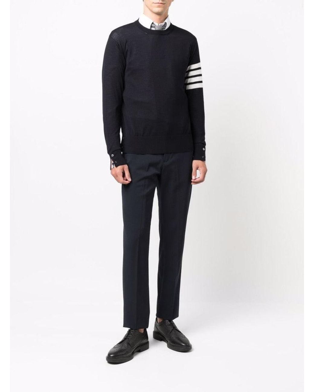 Thom Browne Blue 4-Bar Jumper for men