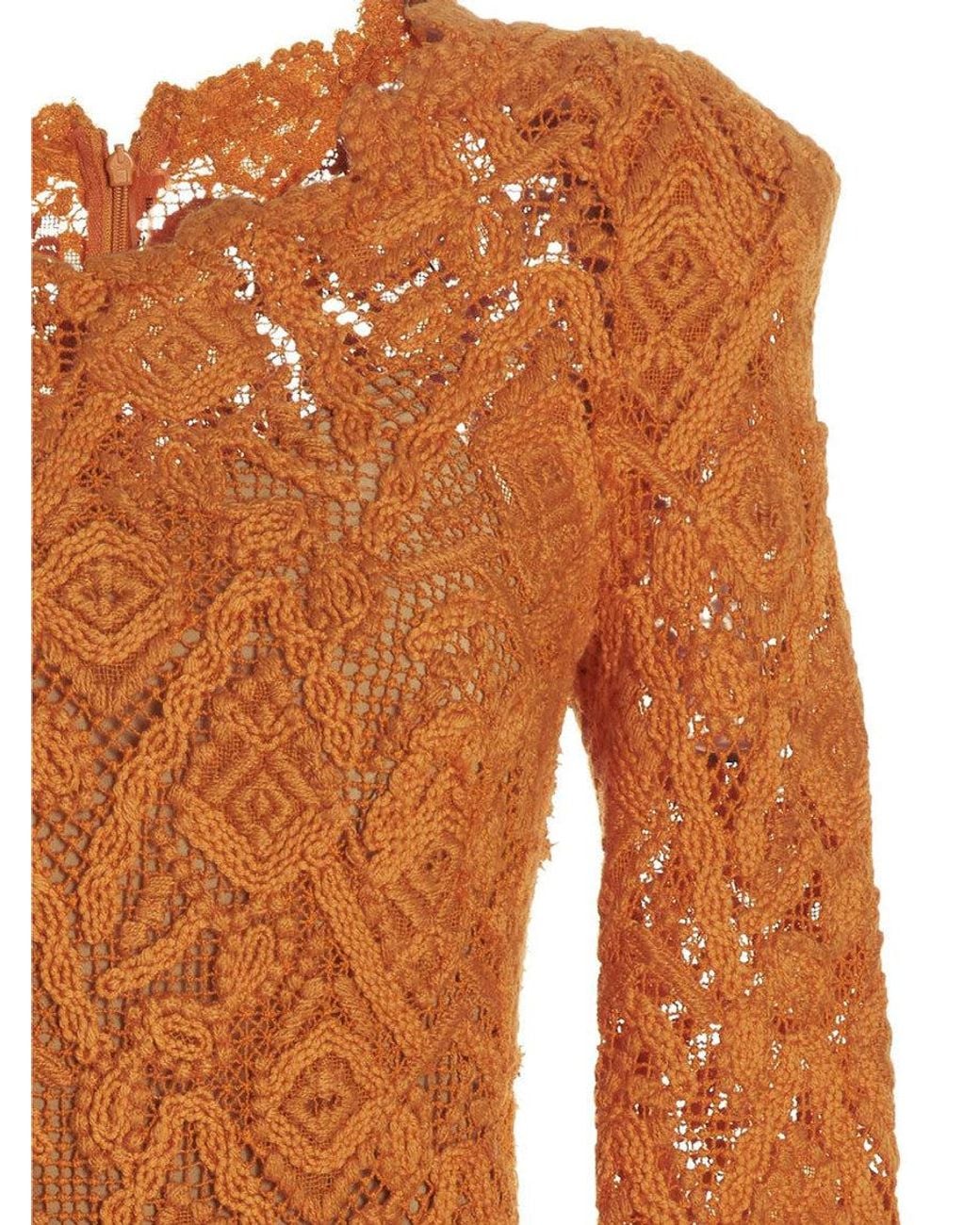 Ermanno Scervino Orange Macram Lace Dress