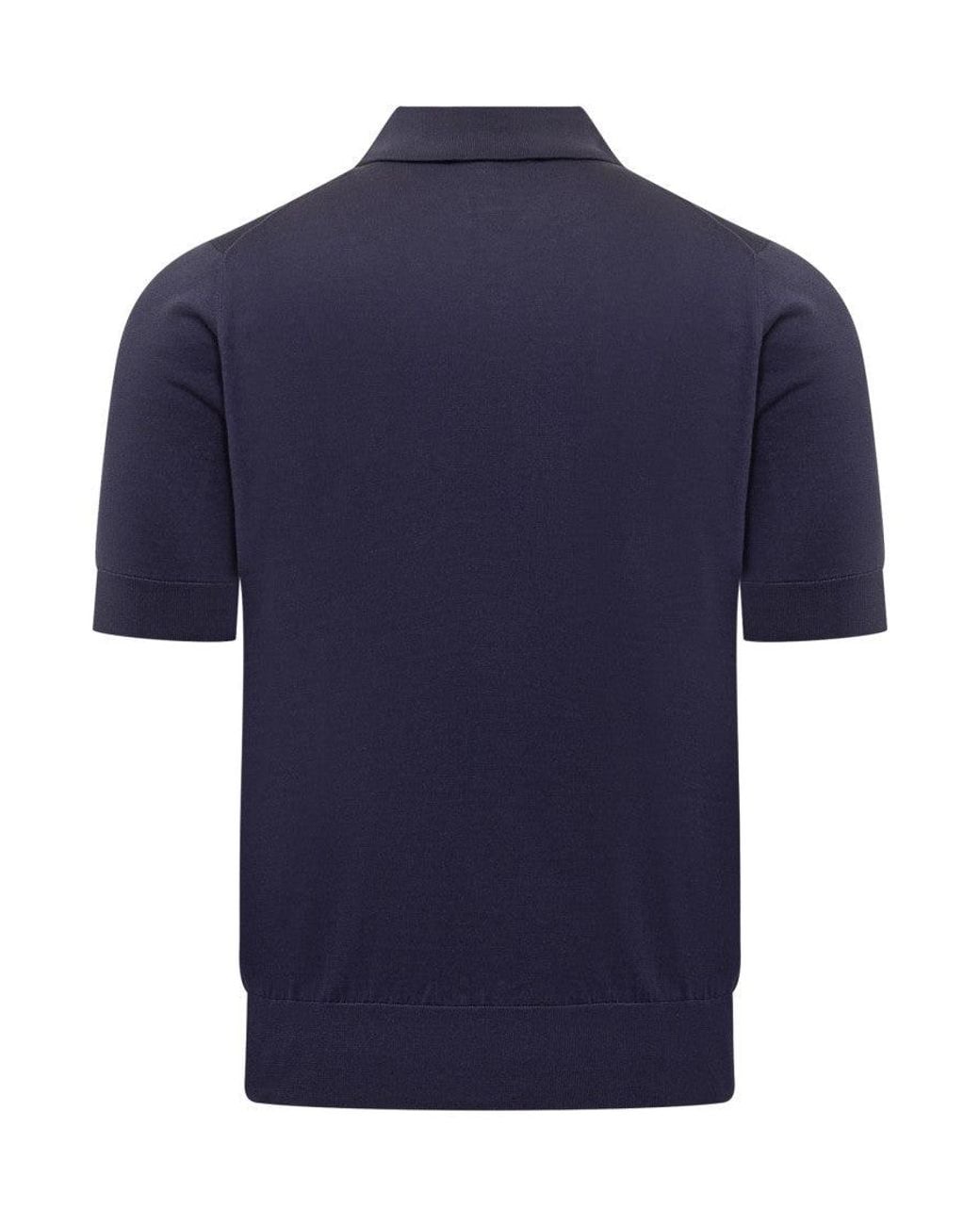 Dolce & Gabbana Blue Solid Shirt Collar Polo for men