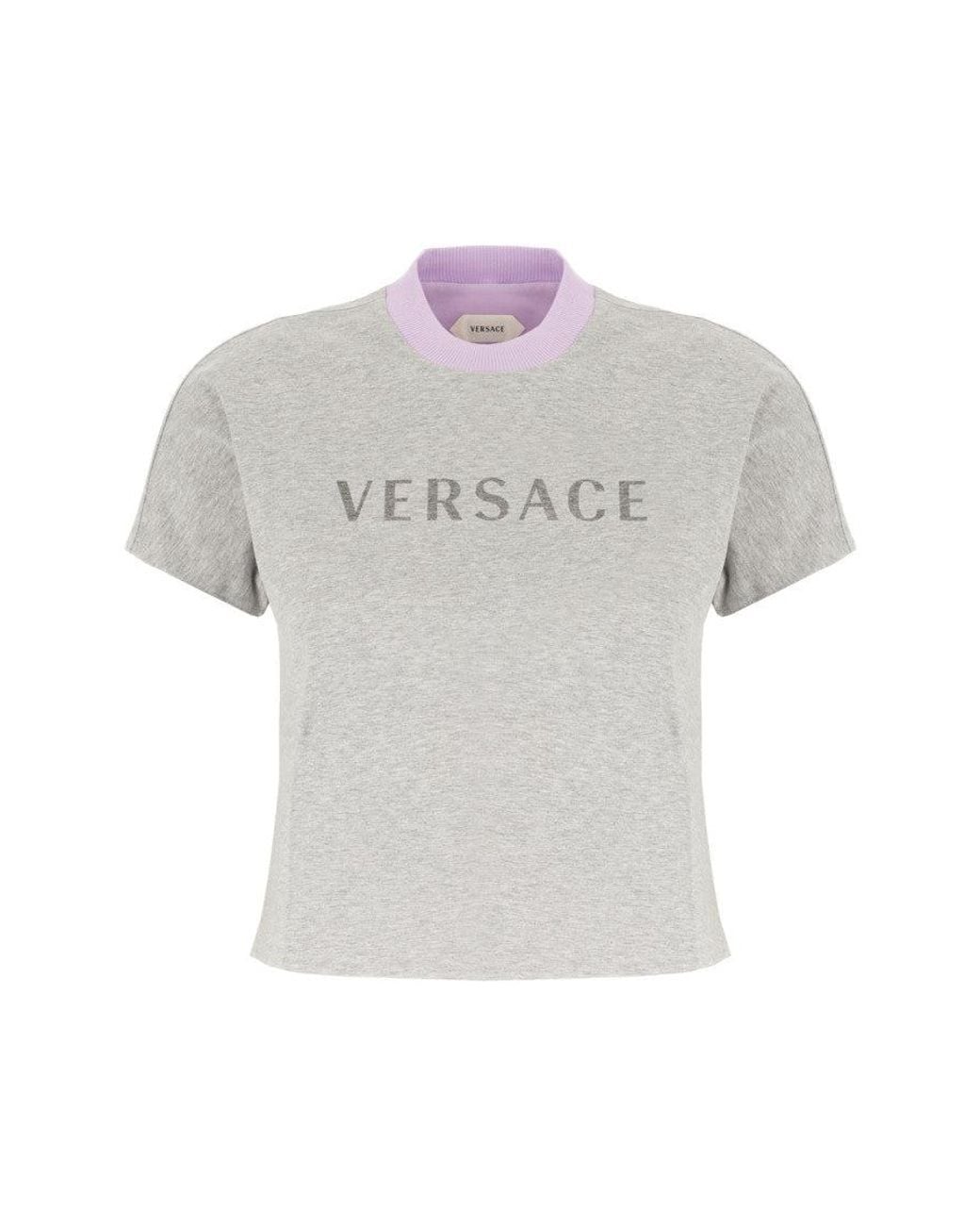 Versace Gray Light Logo Crew Neck T-Shirt