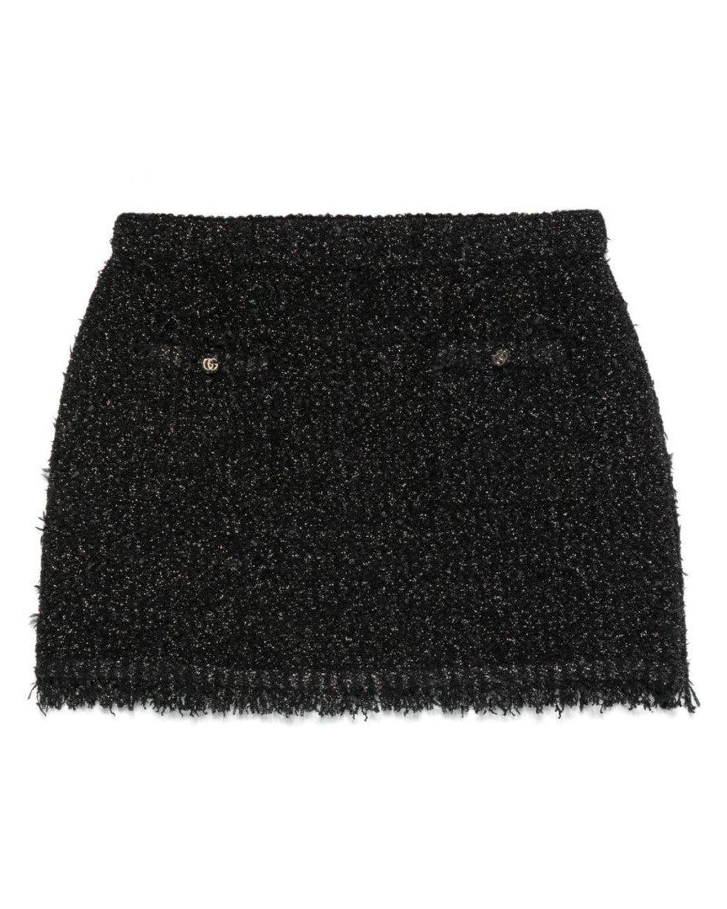 Gucci Black Lamé And Viscose Mini Skirt, Ready-To-Wear