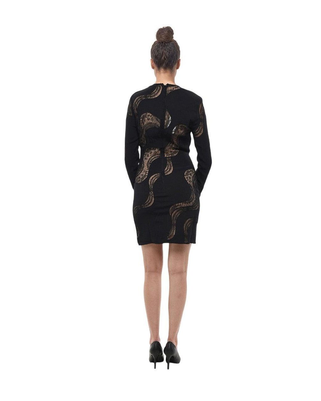 Stella McCartney Black Abstract Round Neck Mini Dress
