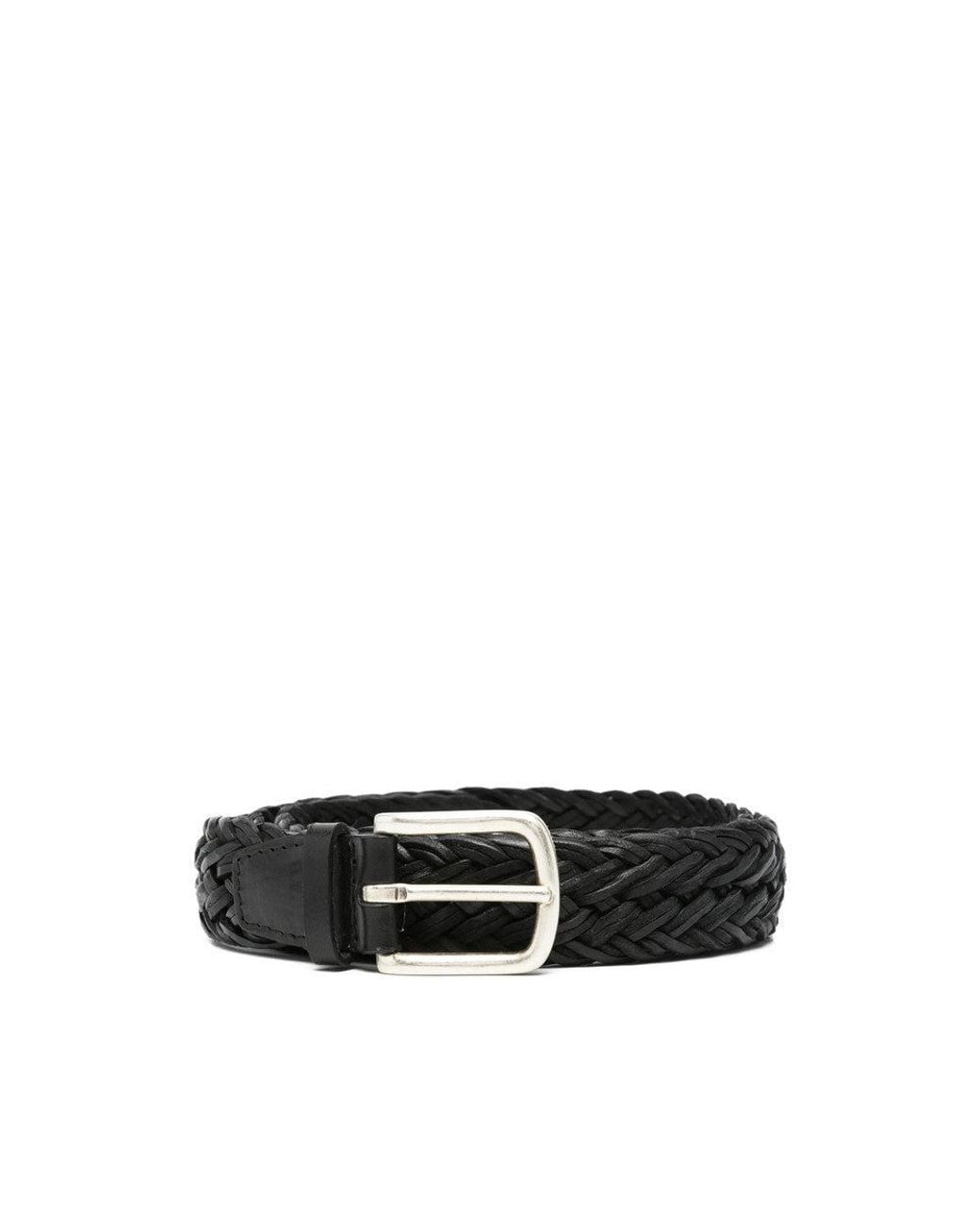 Orciani Black Braided Buckle Belt for men