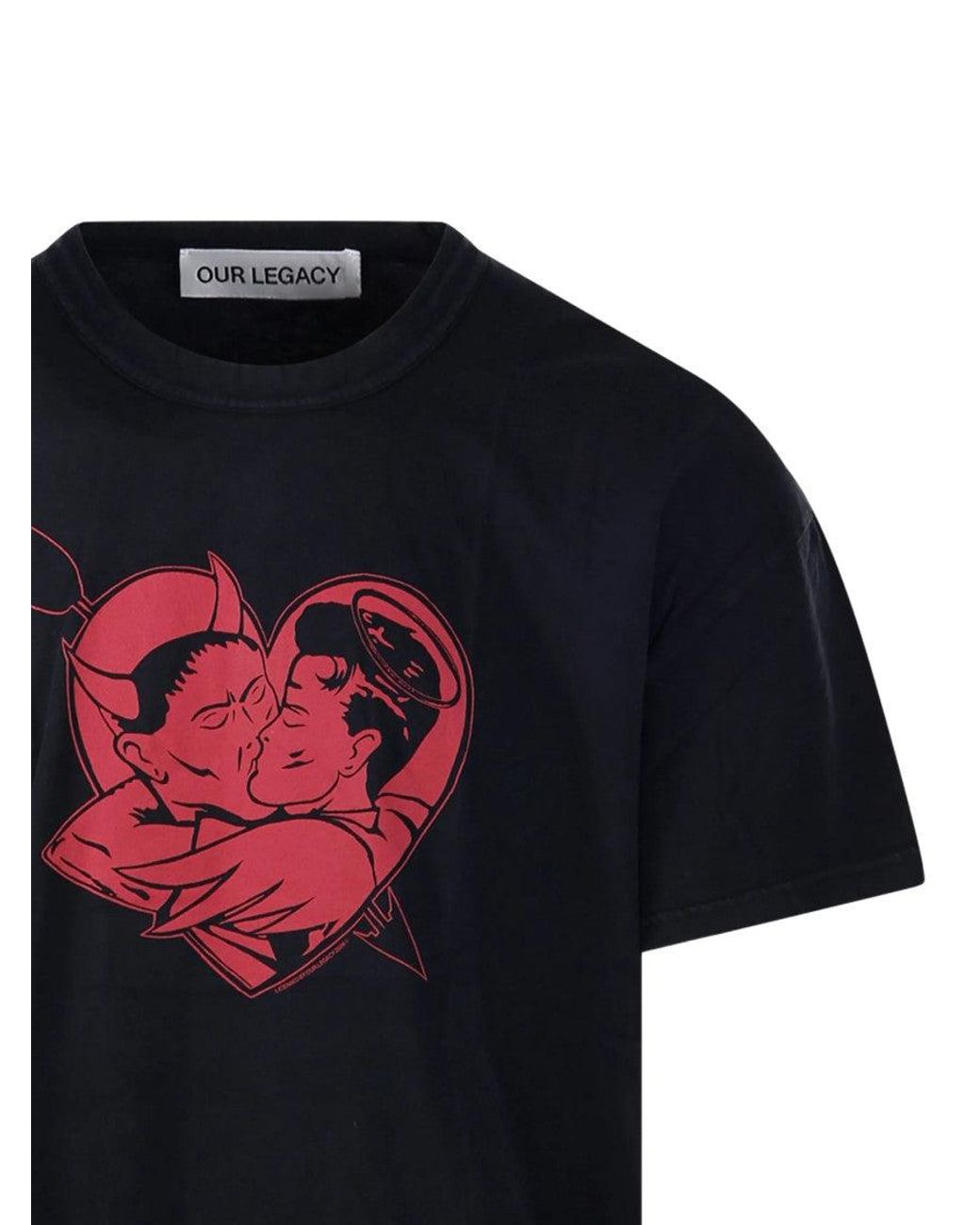Our Legacy Black Organic Cotton Graphic T-Shirt For for men