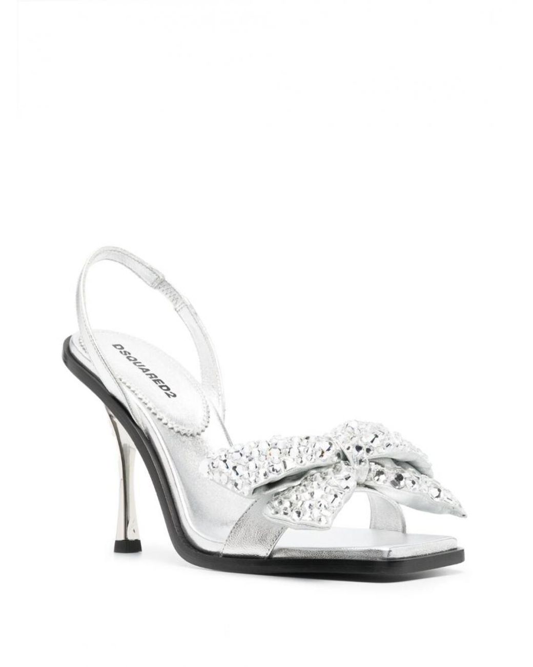 DSquared² White Rhinestone Details Heel Sandals