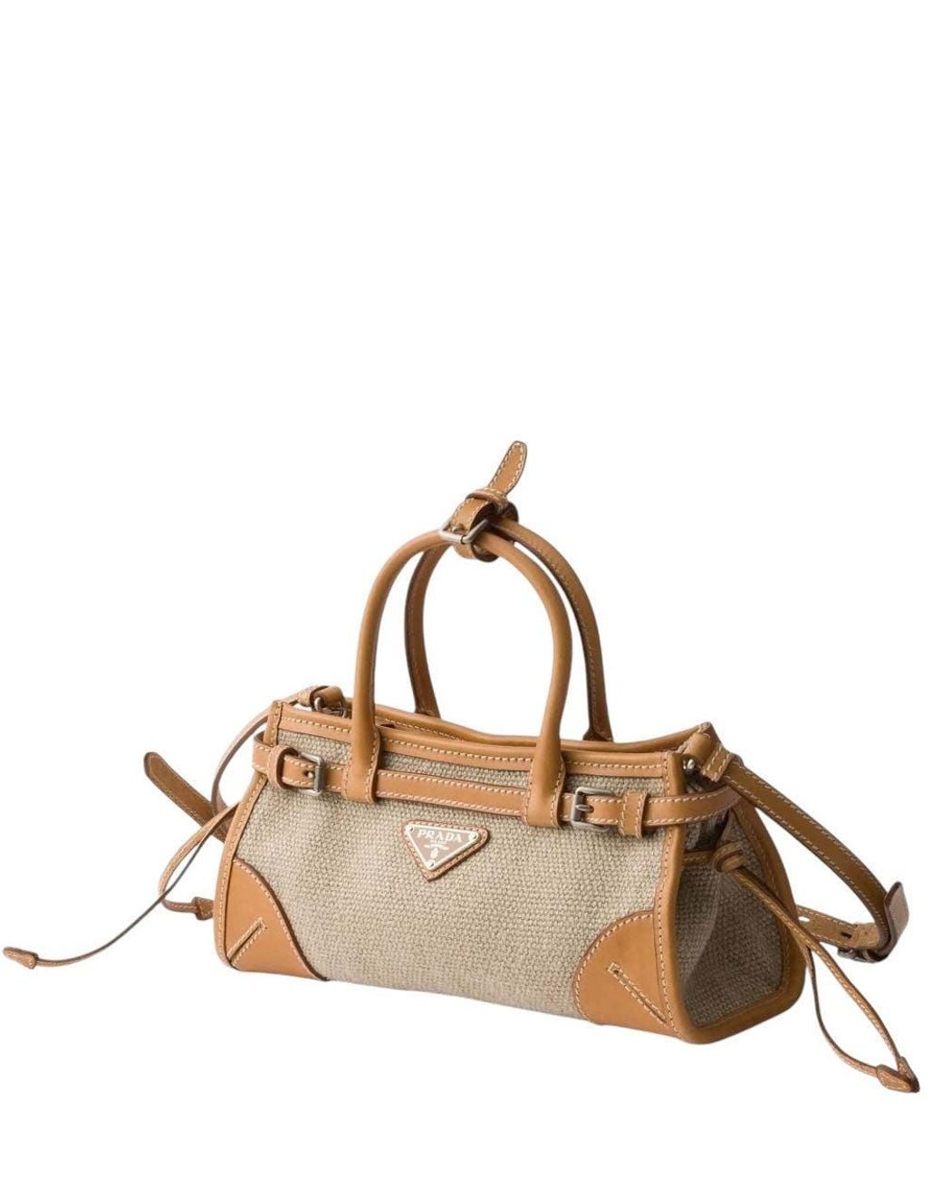 Prada Metallic Natural Bonnie Small Satchel