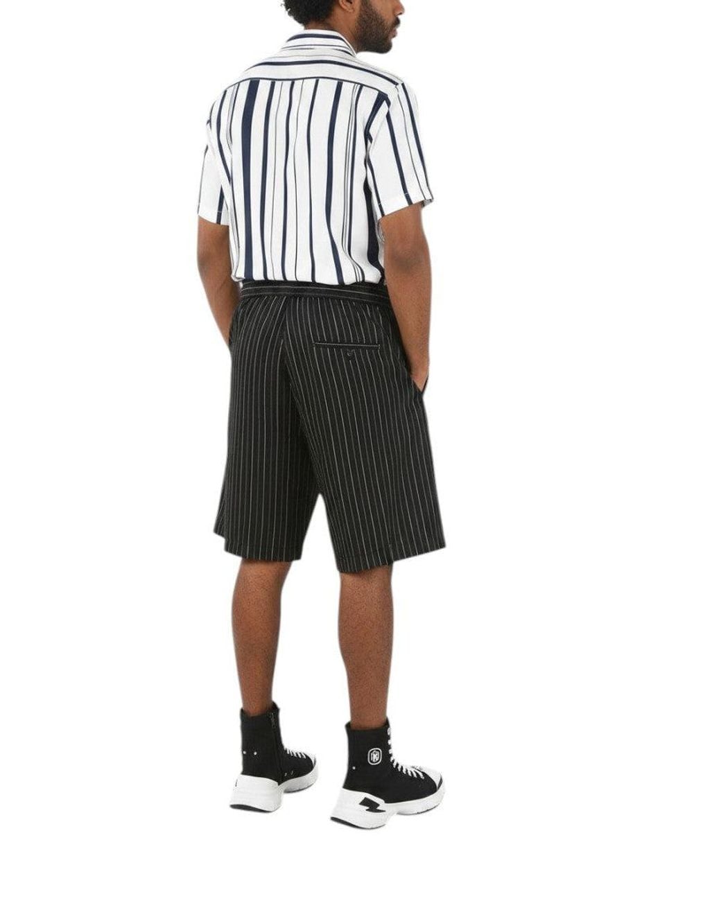 Neil Barrett Black Relaxed Stripes Shorts for men
