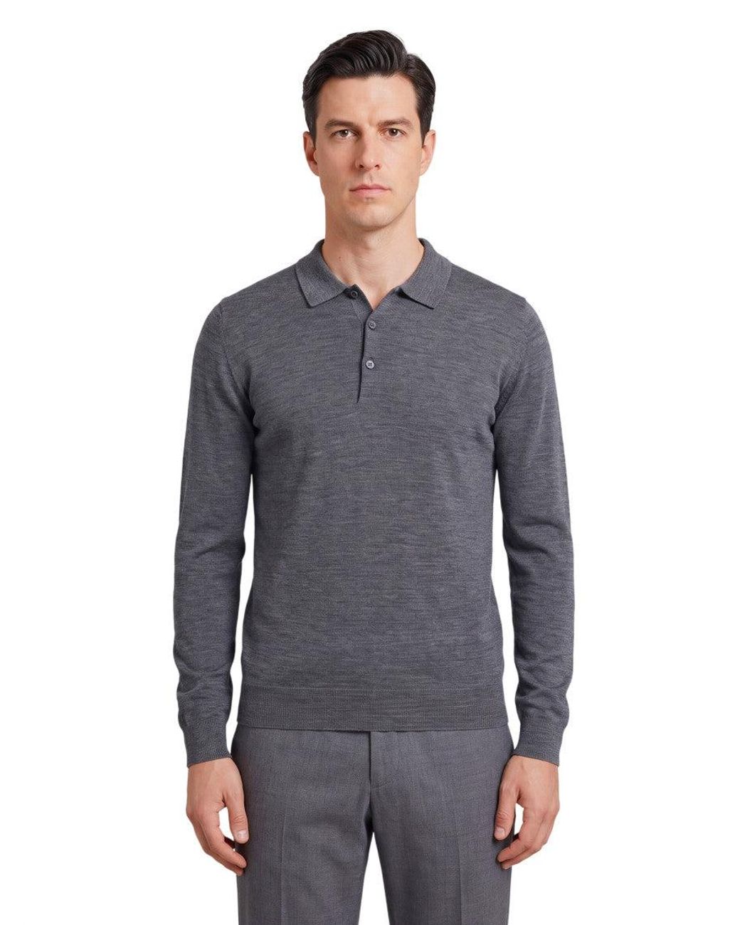 John Smedley Blue Dark Polo Sweater for men