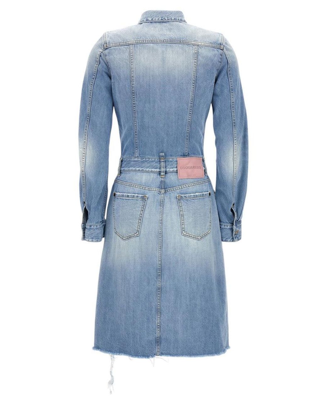 DSquared² Blue Light Shirt Collar Mini Dress