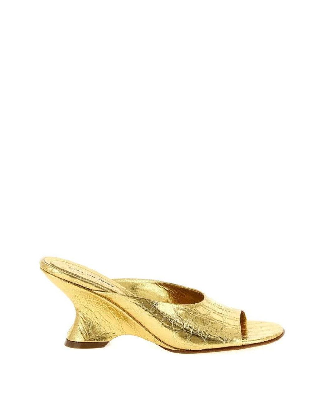 Dries Van Noten Metallic Golden Leather Pumps