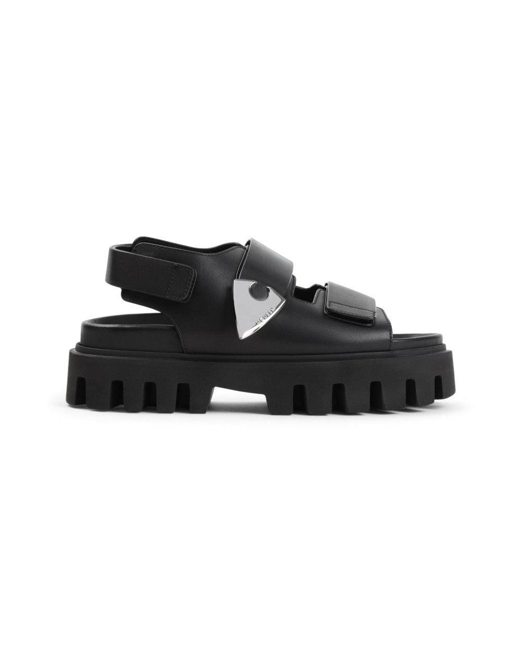 McQueen Black Leather Sandals