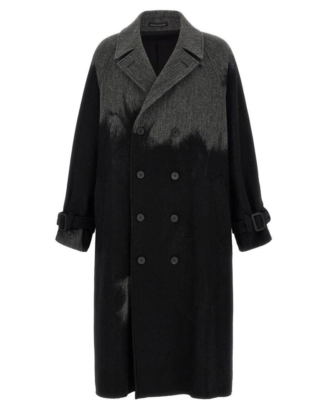 Yohji Yamamoto Black Double Breasted Coat for men