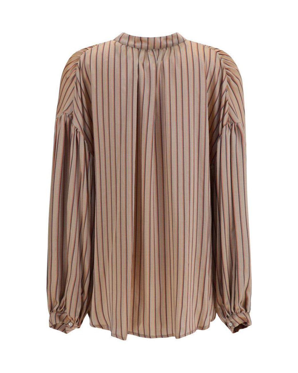 Kristina Ti Brown Nude Relaxed Stripes Shirt