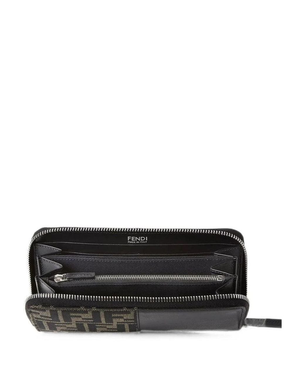 Fendi Black Ff Logo Zip Wallet for men