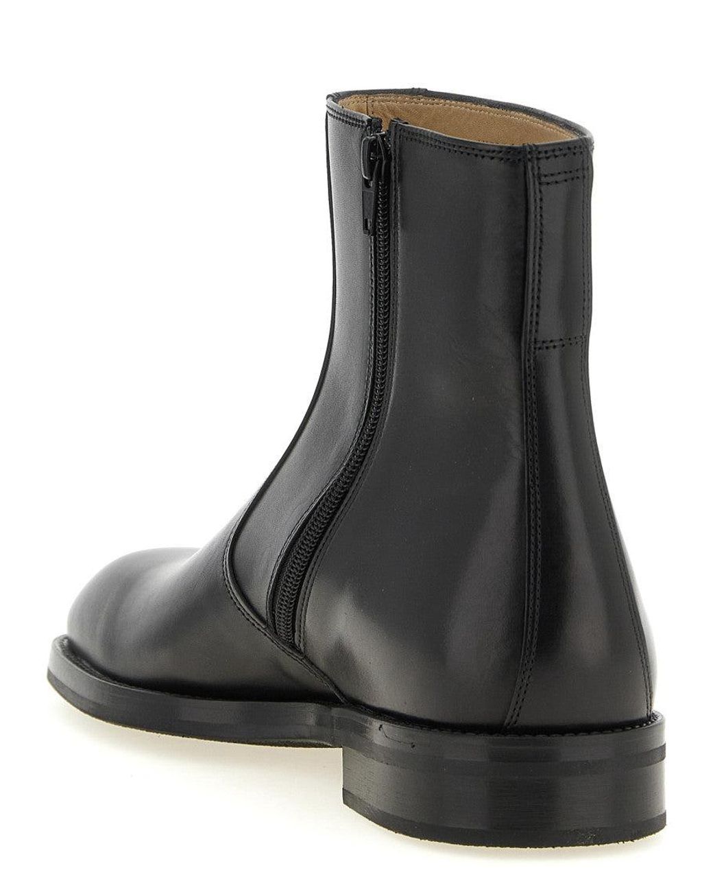 Lemaire Black Zipper Ankle Boots for men