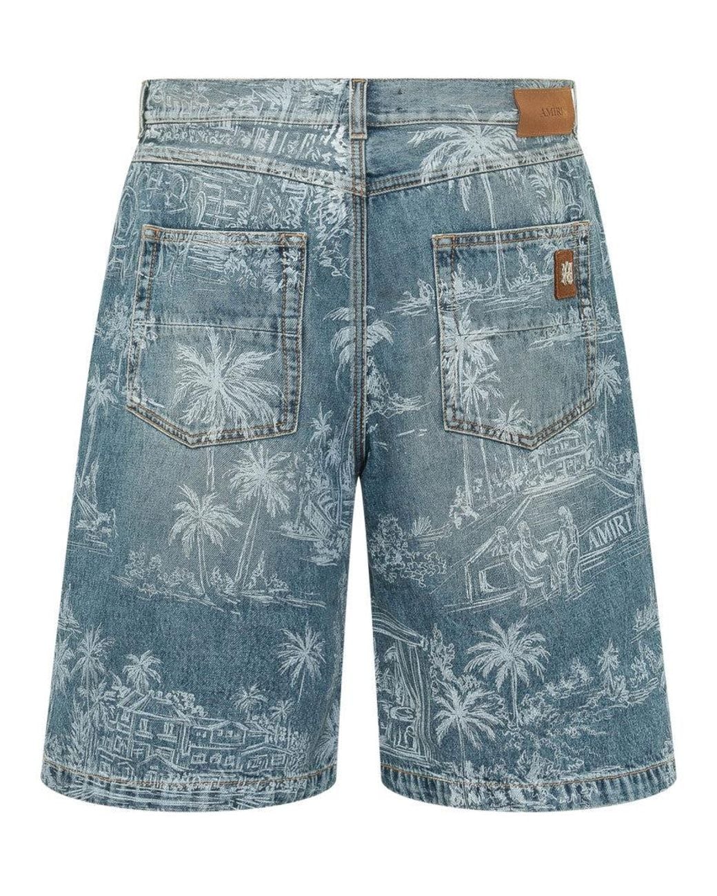 Amiri Blue Printed Denim Shorts for men