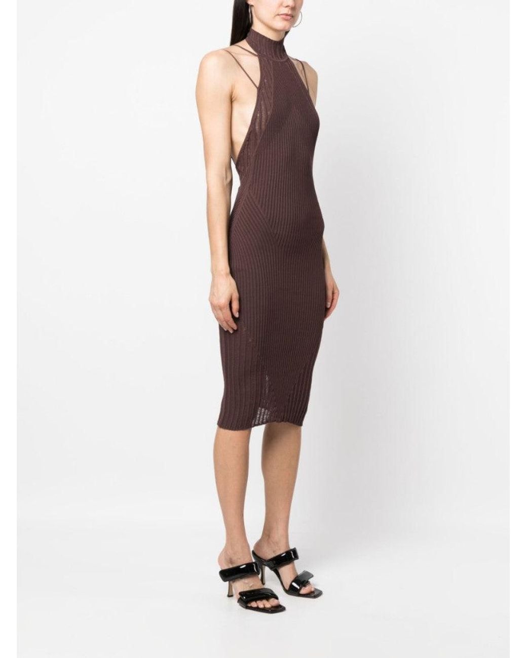 ANDREADAMO Purple Ribbed Midi Dress