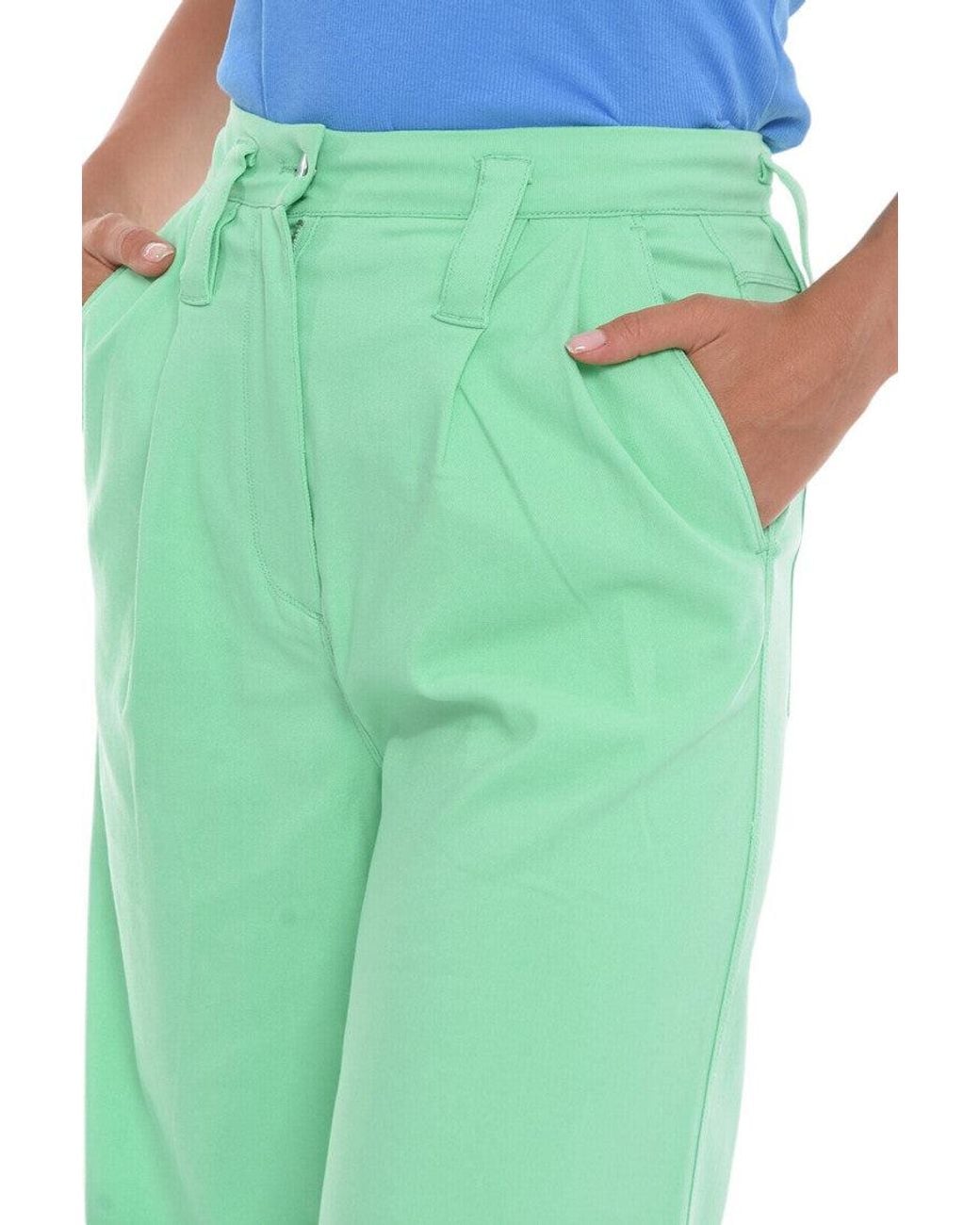 ROTATE BIRGER CHRISTENSEN Green Flared Pleated Pants