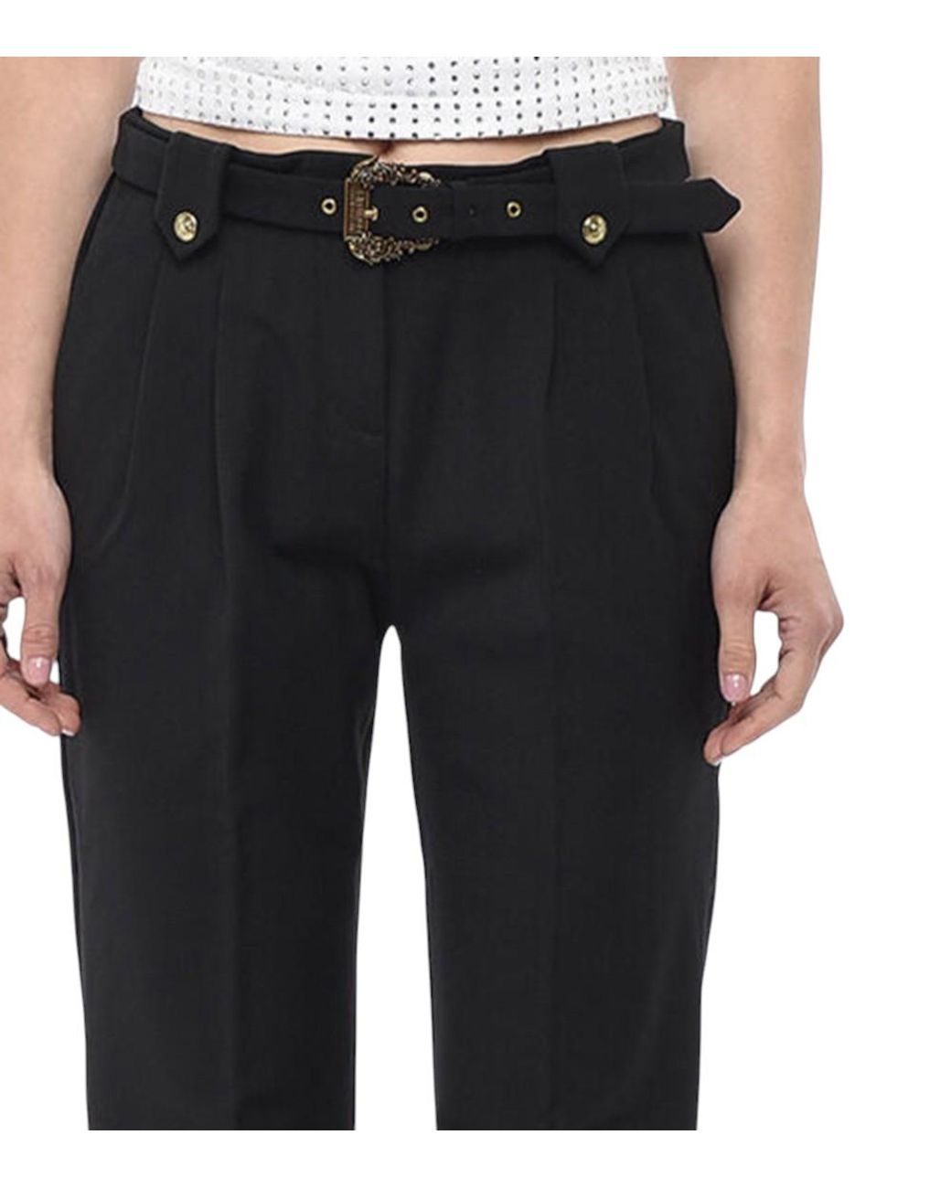 Versace Black Straight Flat Front Pants