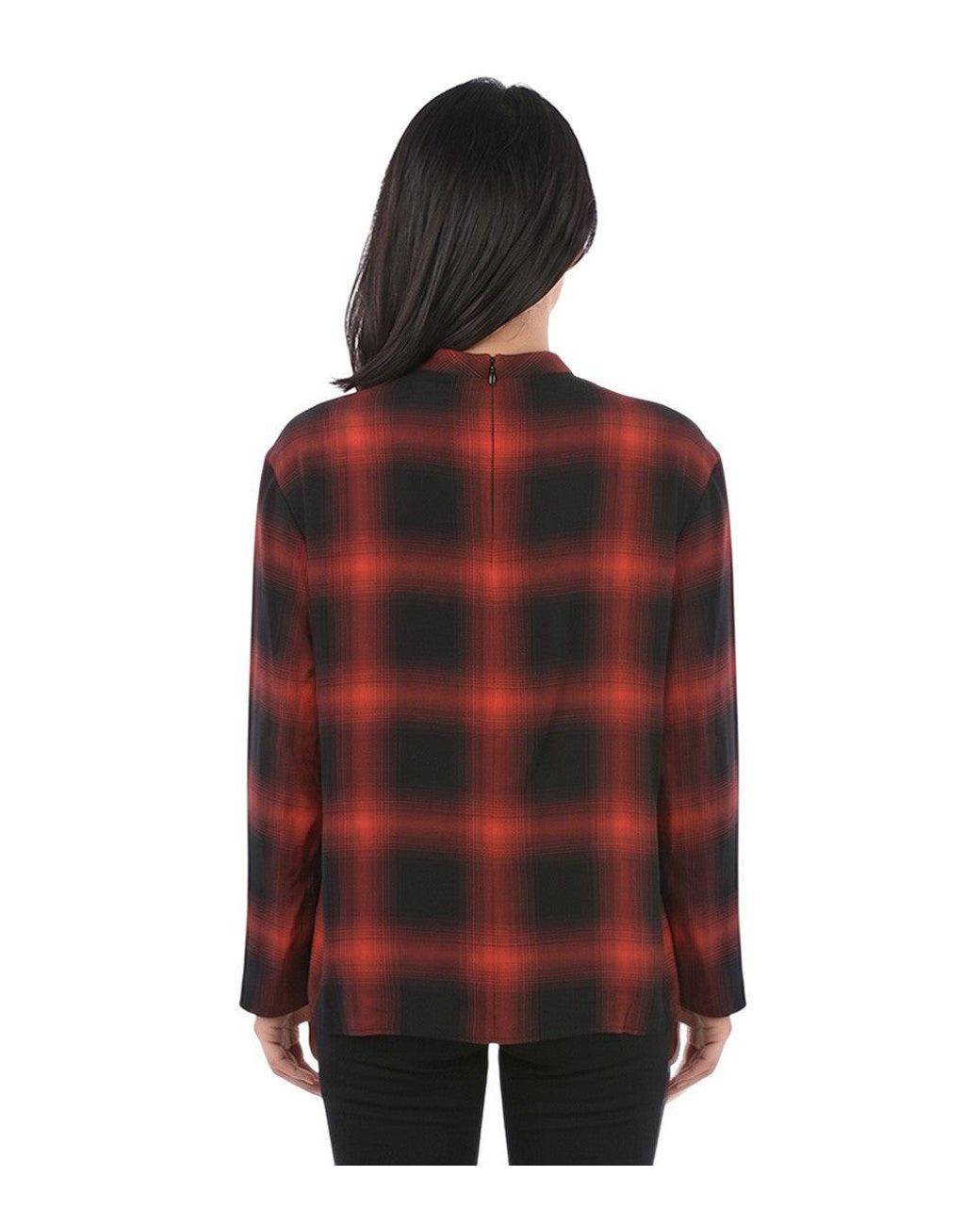 Stella McCartney Red Checks Band Collar Top
