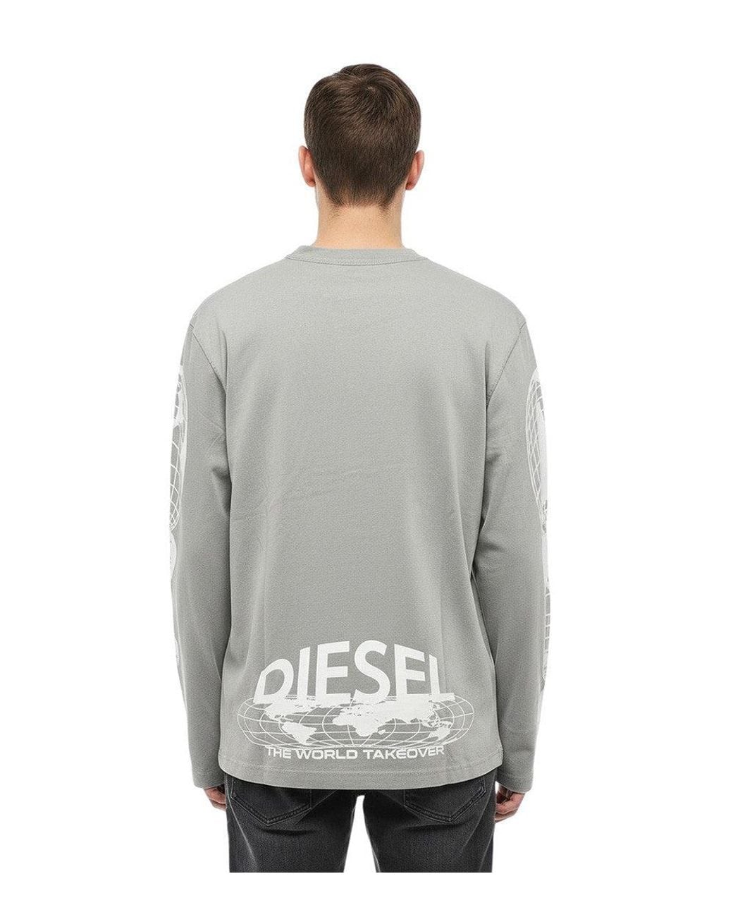 DIESEL Gray Crew Neck T-Shirt for men