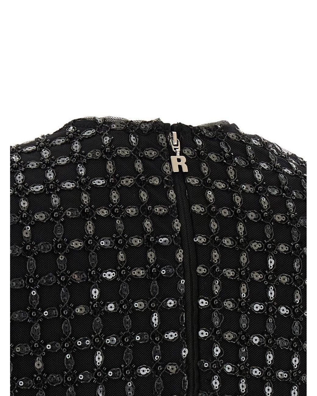 ROTATE BIRGER CHRISTENSEN Black Beaded Tulle Blouse